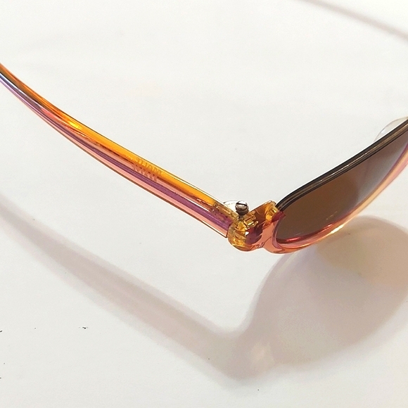 Francis Klein Malte Half Rim Cat Eye Peach Brown Sunglasses Dark Lens Never Worn